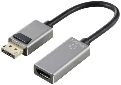 Renkforce RF-5246622 DisplayPort / HDMI adapter [1x moški konektor DisplayPort - 1x ženski konektor HDMI] črna 8K UHD\, aluminijasti vtič 0.15 m