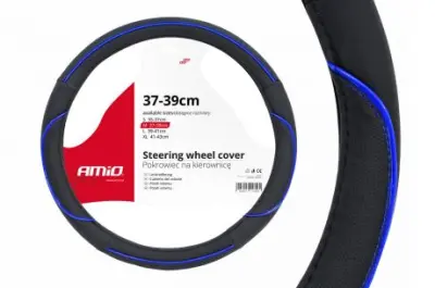 Prevleka za volan črna z modro črto M (37-39cm)