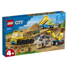 LEGO City 60391 Gradbeni tovornjaki in žerjav z rušilno kroglo