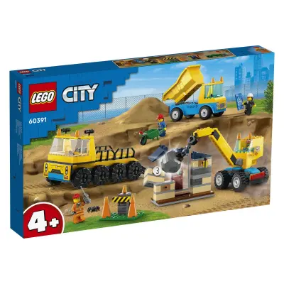 LEGO City 60391 Gradbeni tovornjaki in žerjav z rušilno kroglo