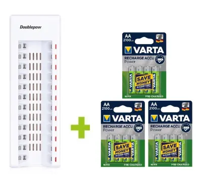 Oxe OXE polnilnik AA za 12 kosov in 12 kosov polnilnih baterij Varta 56706 R6 2100mAh NIMH basic