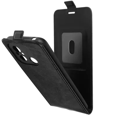 Ovitek za Xiaomi Redmi 12C, magnetno navpicno preklopno držalo za kartice, crna