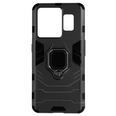 Crno hibridno ohišje s kovinskim obrocem za Realme GT3.