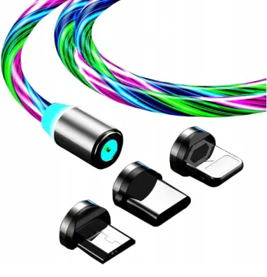 3v1 mikro tip-c USB LED magnetni kabel za prenos in polnjenje telefonov 1m