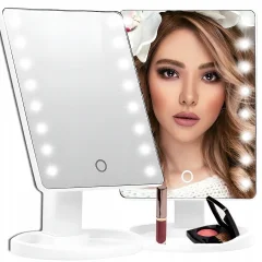 22LED osvetljeno kozmetično ogledalo – vrtljivo USB
