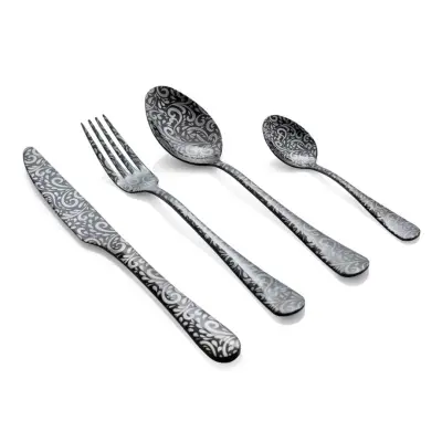 24-delni jedilni pribor Arabesque / črn / inox, pvd