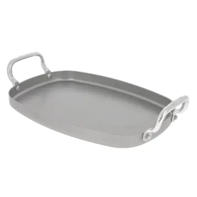 Mineral B ponev za žar gladka 38x26cm / 2 ročaja / železo