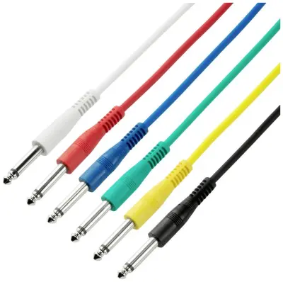 Adam Hall 3 STAR IPP 0030 SET avdio kabel [6x klinken vtič 6.3mm (mono) - 6x klinken vtič 6.3mm (mono)] 0.3 m bela, rdeča, modra, zelena, rumena, črna