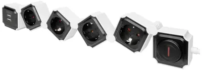DIGITUS Prilagodljiv 4-smerni razdelilnik z dvema priključkoma USB in stikalom Digitus DA-70620 razdelilna letev s stikalom  črna\, bela  1 kos
