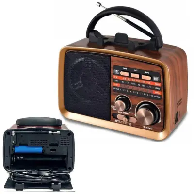 Prenosni akumulatorski 600mAh bluetooth radio SD USB retro