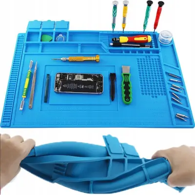 Servisna antistatična silikonska spajkalna podloga 45x30cm in organizator