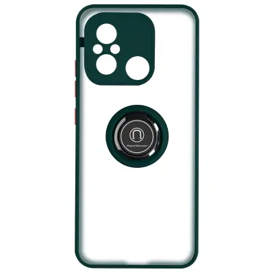 Ovitek za Xiaomi Redmi 12C Bi-material Metal Ring Video Support zelen