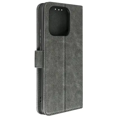 Etui za Xiaomi Redmi 12C flip card držalo video podpora funkcija siva