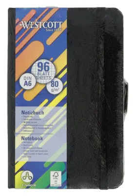 Blok westcott a6 tp karo z elastiko 96l črn e-744843 00