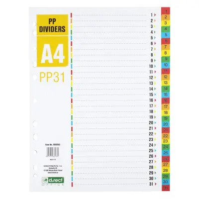 Pregradni karton a4 1-31 levia pvc 009263
