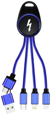 Smrter USB polnilni kabel USB 2.0 Apple Lightning vtič , USB-A vtič, USB-C vtič, USB-mikro-B vtič 0.15 m modra aluminijasti vtič, z OTG funkcijo, poli