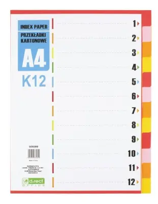 Pregradni karton a4 12-delni levia kartonski 009399