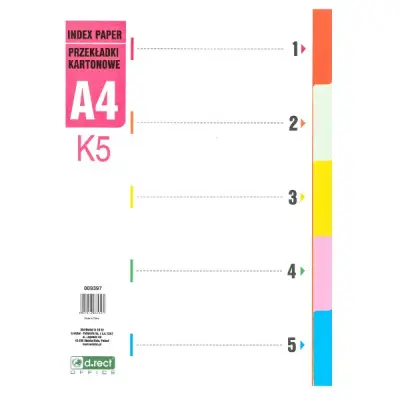 Pregradni karton a4 5-delni levia kartonski