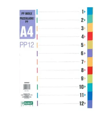 Pregradni karton a4 12-delni levia pvc 009402