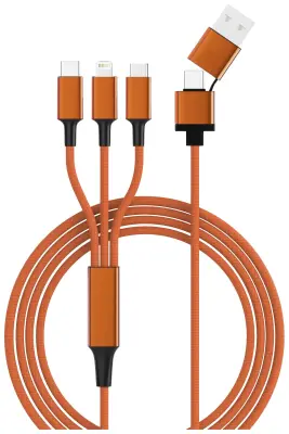 Smrter USB polnilni kabel USB 2.0 Apple Lightning vtič , USB-A vtič, USB-C vtič, USB-mikro-B vtič 1.2 m oranžna z OTG funkcijo, polimerna prevleka SMR