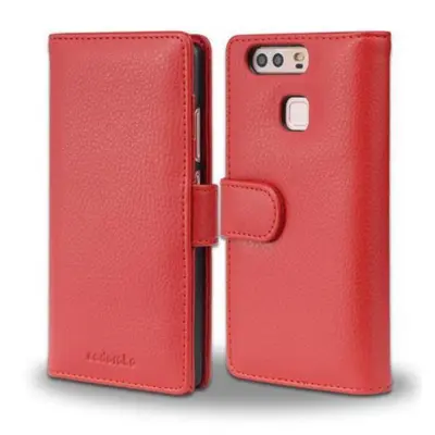 Cadorabo Ohišje, združljivo z Huawei P9 v inferno red - Zaščitni ovitek z magnetnim zapiranjem in 3 režami za kartice