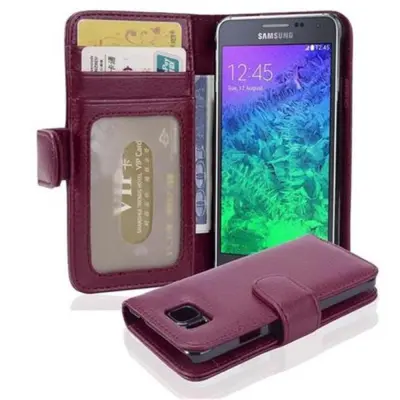 Cadorabo Ohišje, združljivo z Samsung Galaxy ALPHA v bordo vijolična - Zaščitni ovitek z magnetnim zapiranjem in 3 režami za kartice