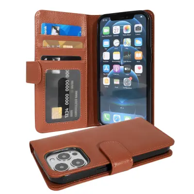 Cadorabo Ohišje, združljivo z Apple iPhone 13 PRO v cognac brown - Zaščitni ovitek z magnetnim zapiranjem in 3 režami za kartice