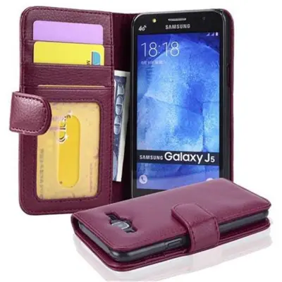 Cadorabo Ohišje, združljivo z Samsung Galaxy J5 2015 v bordo vijolična - Zaščitni ovitek z magnetnim zapiranjem in 3 režami za kartice