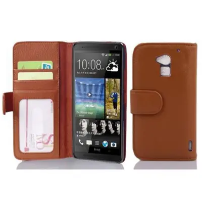 Cadorabo Ohišje, združljivo z HTC ONE MAX T6 v cognac brown - Zaščitni ovitek z magnetnim zapiranjem in 3 režami za kartice