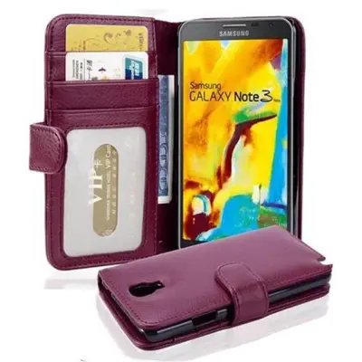 Cadorabo Ohišje, združljivo z Samsung Galaxy NOTE 3 NEO v bordo vijolična - Zaščitni ovitek z magnetnim zapiranjem in 3 režami za kartice