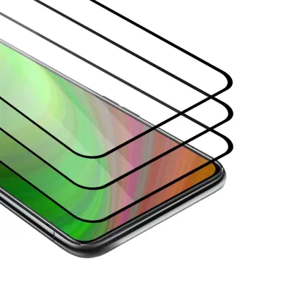 CADORABO Oppo Reno2 Z - Zaščitna folija v transparentno s čarno - 3-pack Kaljeno steklo za zaščito zaslona s trdoto 9H in 3D dotikom