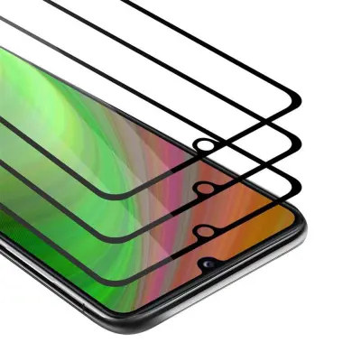 CADORABO Samsung Galaxy A31 - Zaščitna folija v transparentno s čarno - 3-pack Kaljeno steklo za zaščito zaslona s trdoto 9H in 3D dotikom