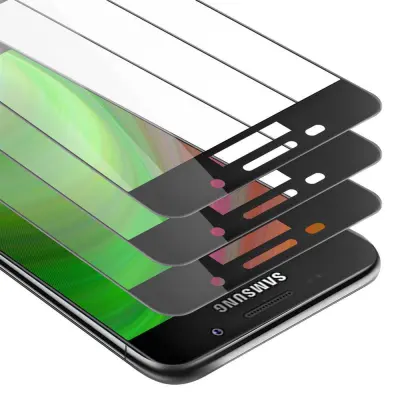 CADORABO Samsung Galaxy A3 2016 - Zaščitna folija v transparentno s čarno - 3-pack Kaljeno steklo za zaščito zaslona s trdoto 9H in 3D dotikom