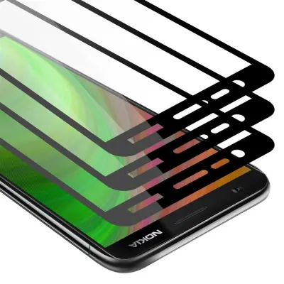 CADORABO Nokia 3.1 - Zaščitna folija v transparentno s čarno - 3-pack Kaljeno steklo za zaščito zaslona s trdoto 9H in 3D dotikom