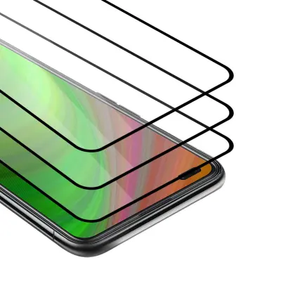 CADORABO Oppo Reno4 - Zaščitna folija v transparentno s čarno - 3-pack Kaljeno steklo za zaščito zaslona s trdoto 9H in 3D dotikom