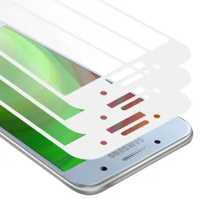 CADORABO Samsung Galaxy A3 2017 - Zaščitna folija v transparentno z belo - 3-pack Kaljeno steklo za zaščito zaslona s trdoto 9H in 3D dotikom