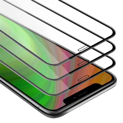 CADORABO Apple iPhone 11 PRO MAX - Zaščitna folija v transparentno s čarno - 3-pack Kaljeno steklo za zaščito zaslona s trdoto 9H in 3D dotikom