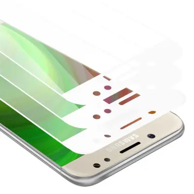 CADORABO Samsung Galaxy J7 2018 - Zaščitna folija v transparentno z belo - 3-pack Kaljeno steklo za zaščito zaslona s trdoto 9H in 3D dotikom