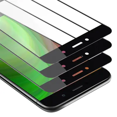 CADORABO Huawei Enjoy 7 PLUS - Zaščitna folija v transparentno s čarno - 3-pack Kaljeno steklo za zaščito zaslona s trdoto 9H in 3D dotikom