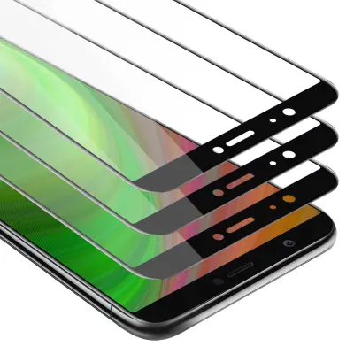 CADORABO Huawei P SMART 2018/Enjoy 7S - Zaščitna folija v transparentno s čarno - 3-pack Kaljeno steklo za zaščito zaslona s trdoto 9H in 3D