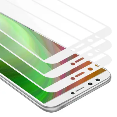 CADORABO Honor 9 LITE - Zaščitna folija v transparentno z belo - 3-pack Kaljeno steklo za zaščito zaslona s trdoto 9H in 3D dotikom