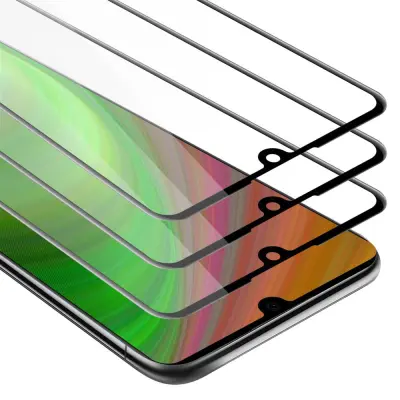 CADORABO Huawei P30 - Zaščitna folija v transparentno s čarno - 3-pack Kaljeno steklo za zaščito zaslona s trdoto 9H in 3D dotikom