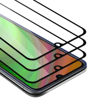 CADORABO Honor 8A 2020 - Zaščitna folija v transparentno s čarno - 3-pack Kaljeno steklo za zaščito zaslona s trdoto 9H in 3D dotikom