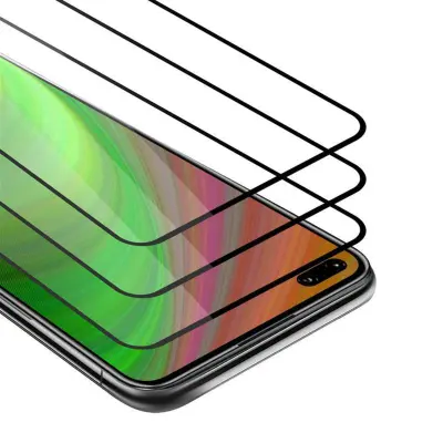 CADORABO Honor View 30 PRO - Zaščitna folija v transparentno s čarno - 3-pack Kaljeno steklo za zaščito zaslona s trdoto 9H in 3D dotikom