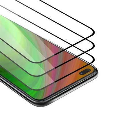 CADORABO Oppo A92s - Zaščitna folija v transparentno s čarno - 3-pack Kaljeno steklo za zaščito zaslona s trdoto 9H in 3D dotikom