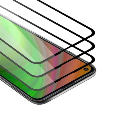 CADORABO Huawei P40 LITE E - Zaščitna folija v transparentno s čarno - 3-pack Kaljeno steklo za zaščito zaslona s trdoto 9H in 3D dotikom