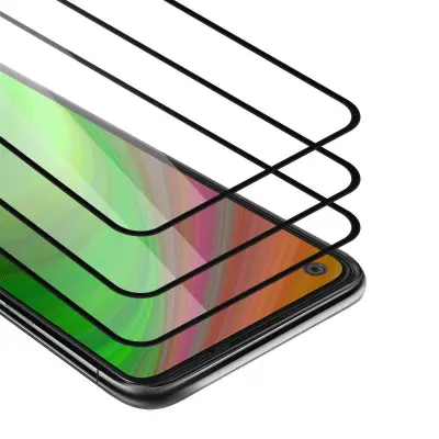 CADORABO Google PIXEL 4A 5G - Zaščitna folija v transparentno s čarno - 3-pack Kaljeno steklo za zaščito zaslona s trdoto 9H in 3D dotikom