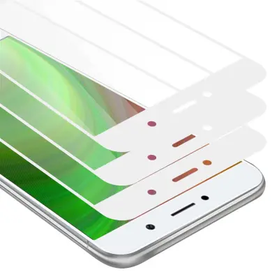 CADORABO Huawei Enjoy 7 PLUS - Zaščitna folija v transparentno z belo - 3-pack Kaljeno steklo za zaščito zaslona s trdoto 9H in 3D dotikom