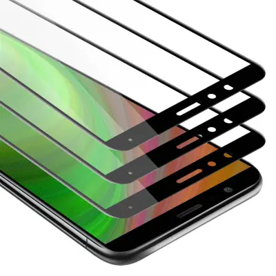 CADORABO Honor 7X - Zaščitna folija v transparentno s čarno - 3-pack Kaljeno steklo za zaščito zaslona s trdoto 9H in 3D dotikom