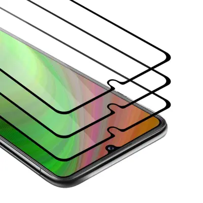 CADORABO Huawei P SMART S - Zaščitna folija v transparentno s čarno - 3-pack Kaljeno steklo za zaščito zaslona s trdoto 9H in 3D dotikom